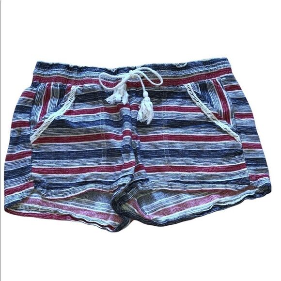 Women's Jolt Red White & Blue Striped Shorts - Picture 1 of 7
